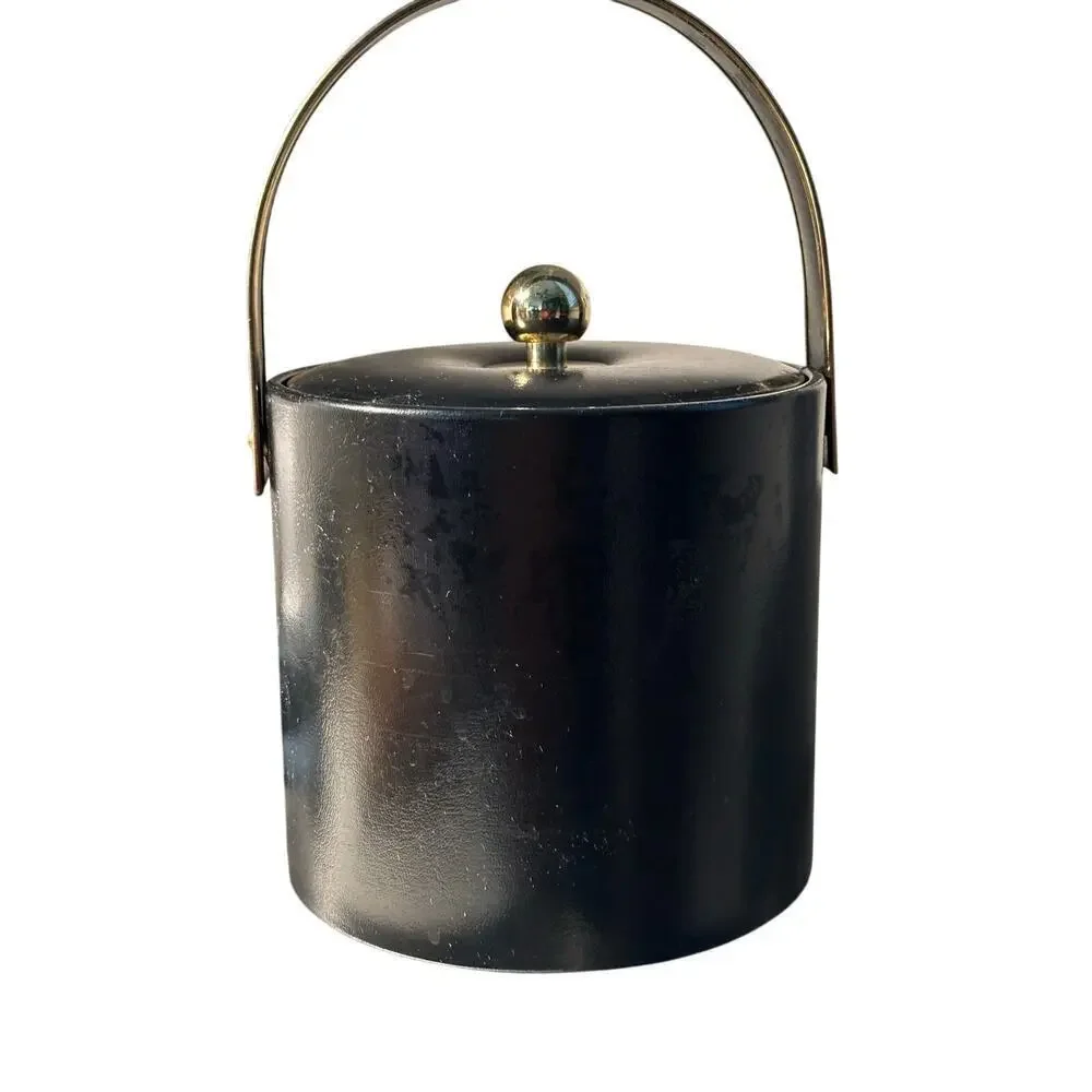 Vintage 1960’s Couroc California Poppy Black And Gold Ice Bucket Barware